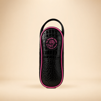 Sacoche 3 boules vinyle noire style croco